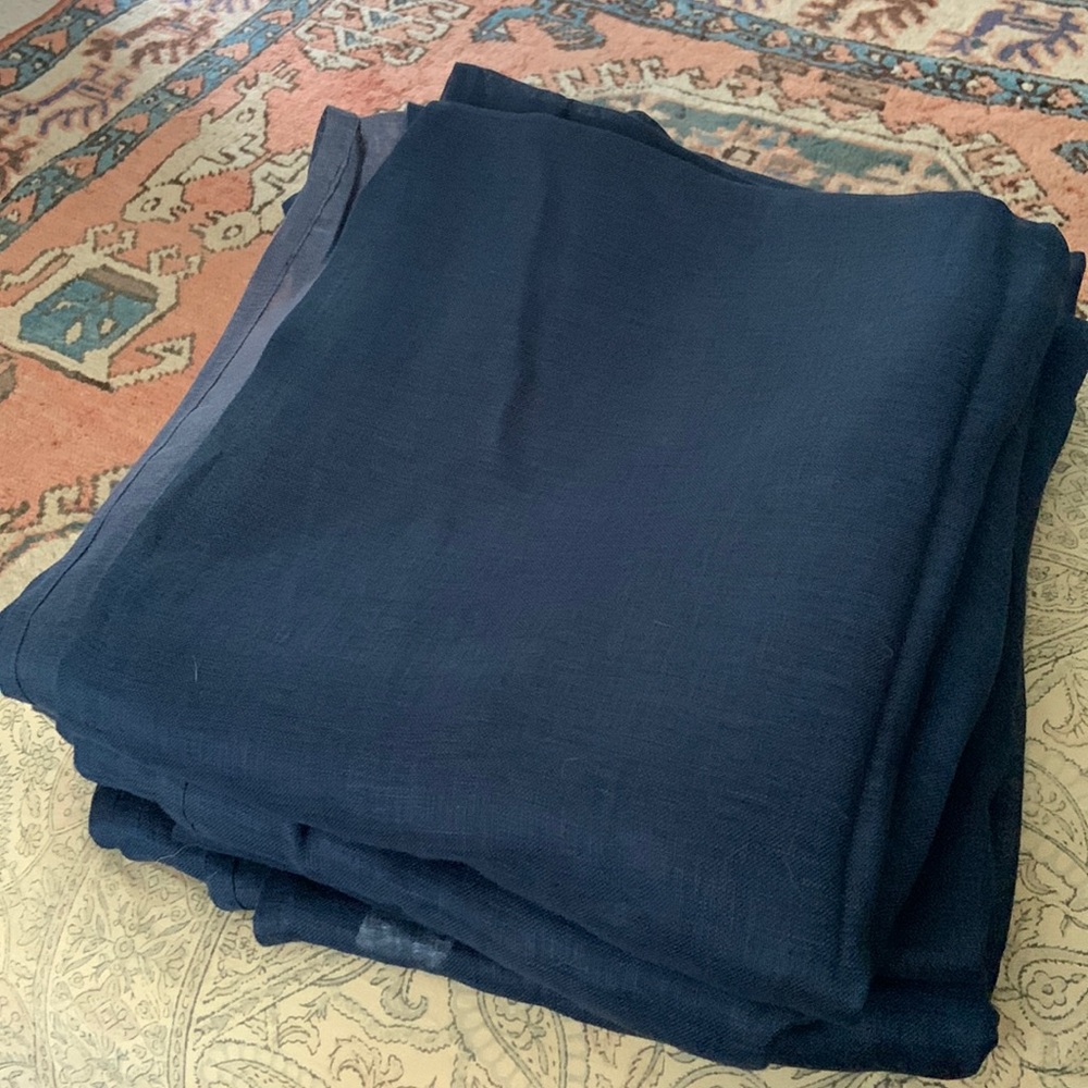 4 panels pottery barn navy sheer linen drapes 50x108